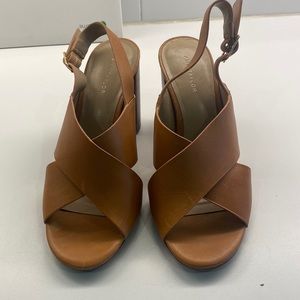 Ann Taylor sandal, 3.5 inch heel, color tan.
